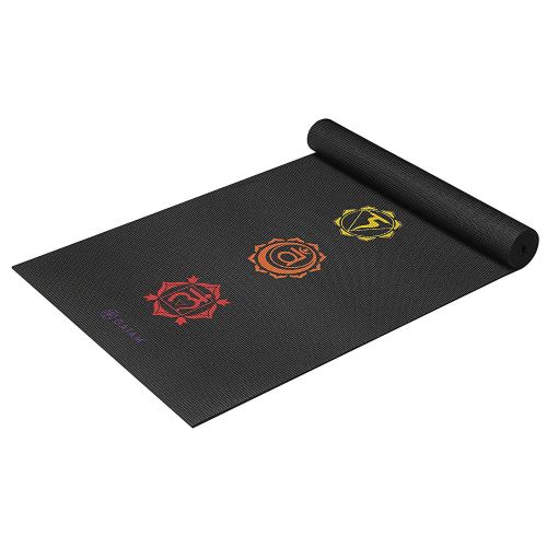  Gaiam Premium Print Yoga Mat, Black Chakra, 6mm