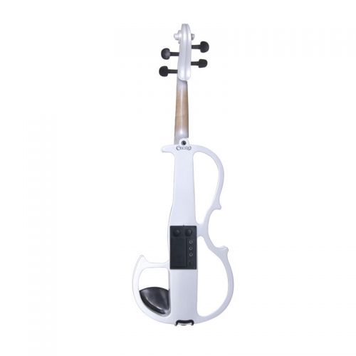  Cecilio Full Size Left-Handed Solid Wood Electric Silent Violin with Ebony Fittings-L44CEVN-L2W Pearl White