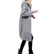 HIMONE Hooded Women Plus Size Jacket Zip Up Hoodies Sweatshirt Winter Coat Long Tops Outwear Oversized Pocket Loose Overcoat