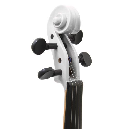  Mendini by Cecilio Full Size 44 MV-White Handcrafted Solid Wood Violin Pack with 1 Year Warranty, Shoulder Rest, Bow, Rosin, Extra Set Strings, 2 Bridges & Case, White