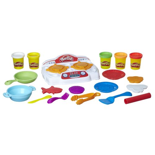  Play-Doh Kitchen Creations Sizzlin Stovetop Food Set with 5 Cans of Dough