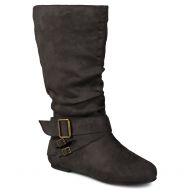 Brinley Co. Womens Wide-Calf Buckle Mid-Calf Slouch Boots