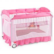 Costway Portable Baby Playpen Crib Cradle Bassinet Changing Pad Mosquito Net Toys w Bag