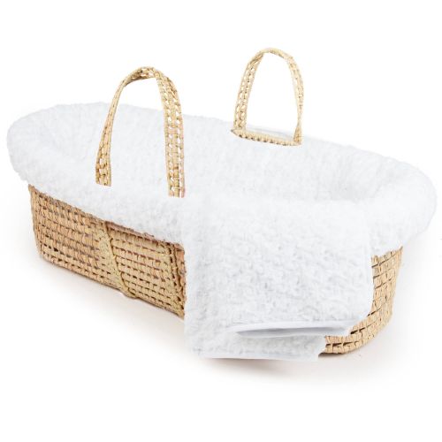  Tadpoles Twisted Fur Moses Basket and Bedding Set, White