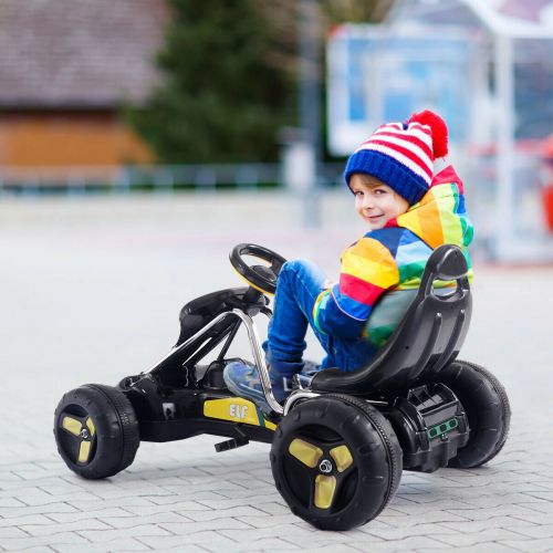 코스트웨이 Costway Go Kart Kids Ride On Car Pedal Powered Car 4 Wheel Racer Toy Stealth Outdoor