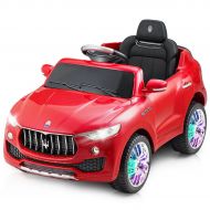 Costway 6V Licensed Maserati Kids Ride On Car RC Remote Control Opening Doors MP3 Swing Red