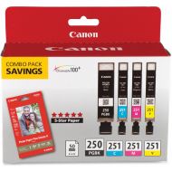 Canon PGI-250 & CLI-251 4-Cartridge Combo Pack with Photo Paper (4 x 6