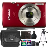Teds Canon PowerShot IXUS 185  Elph 180 20MP Compact Digital Camera Red with 24GB Memory Card and Accessories