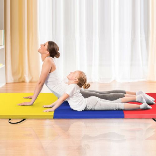  Gymax 6x2 Fitness Exercise Tri-Fold Gymnastics Mat Colorful