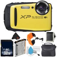 Fujifilm FinePix XP90 Yellow Waterproof Digital Camera Bundle with 32GB Memory Card, Carrying Case More (Intl Model)