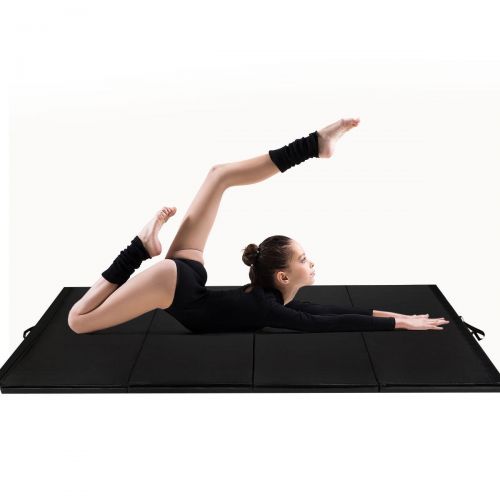 코스트웨이 Costway Black 4x10x2 Thick Folding Panel Gymnastics Mat Gym Fitness Exercise Mat