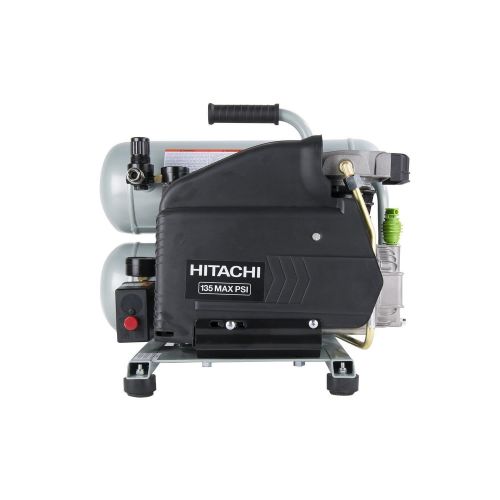  Hitachi EC99S 4 Gallon 2 Hp Portable Twin Stack Air Compressor
