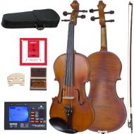 Cecilio CVA-500 Solidwood Ebony Fitted Viola with DAddario Prelude Strings, Size 15-Inch