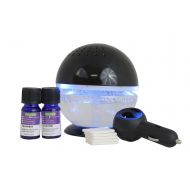 Ecogecko EcoGecko Little Squirt Glowing Water Air Washer & Revitalizer + Car Scenter with 2 Bottle 10ML Lavender Oil, Black Color