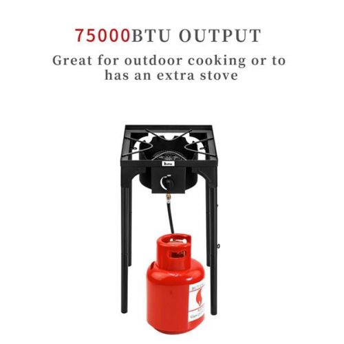  ZOKOP Outdoor Camp Stove High Pressure Propane Gas Cooker Portable Cast Iron Patio Cooking Burner (Three Burner 225000/75000-BTU)