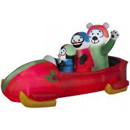 Gemmy Industries Gemmy Airblown Animated Bobsled Team Penguin, Snowman And Teddy Bear Inflatable