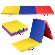 Gymax 6x2 Fitness Exercise Tri-Fold Gymnastics Mat Colorful