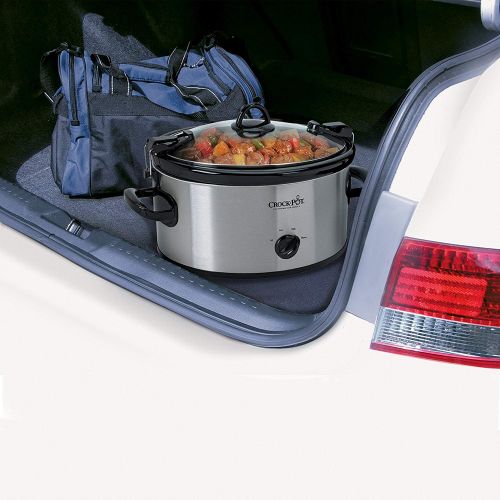크록팟 Crock-Pot Cook N Carry 6-Quart Oval Manual Portable Slow Cooker, Stainless Steel, SCCPVL600S