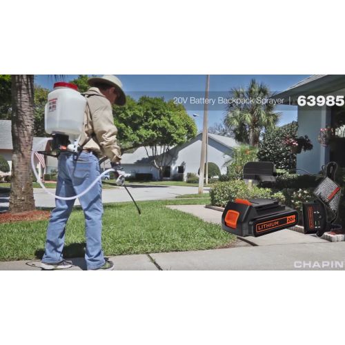 Chapin Sprayer 63985 4-Gallon Wide Mouth 20V Battery Backpack Sprayer Powered by Black & Decker