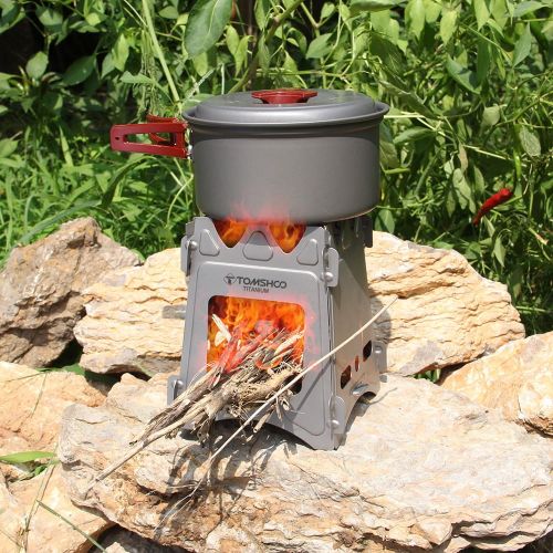  Tomshoo Potable Titanium Burning Wood Camping Stoves Silver