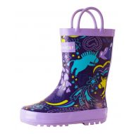 Oakiwear Kids Rain Boots For Boys Girls Toddlers Children, Purple Unicorn