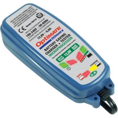  TecMate Optimate TM-471 .8 Amp Lithium LiFe PO4  LFP Battery Charger  Maintainer - Works with ALL 12 Volt Antigravity Batteries , Shorai, Ballistic, Battery Tender Lithium, EarthX Motors