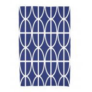 Simply Daisy, 30 x 60 inch, Ovals and Stripes Geometric Print Beach Towel, Royal Blue