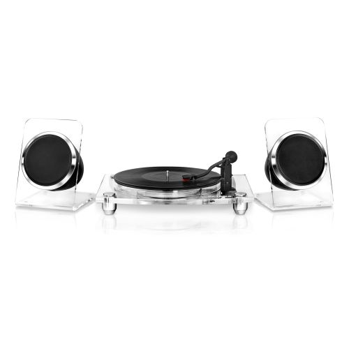  Victrola Acrylic Bluetooth 40 watt Record Player with 2-Speed Turntable and Rechargeable Speakers
