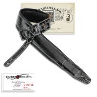 Walker & Williams C-22-XL Extra Long Double Padded Black Leather Guitar Strap up to 64