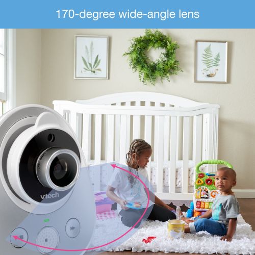 브이텍 VTech VM352 5 Digital Video Baby Monitor with Wide-Angle Lens and Standard Lens, Silver & White