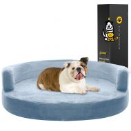 KOPEKS Deluxe Orthopedic Memory Foam ROUND Sofa Lounge Dog Bed - Large - Grey
