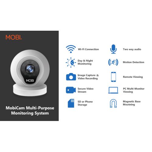 모비 MOBI MobiCam Multi-Purpose, Wi-Fi Video Baby Monitor, Baby Monitoring System, Wi-Fi Camera