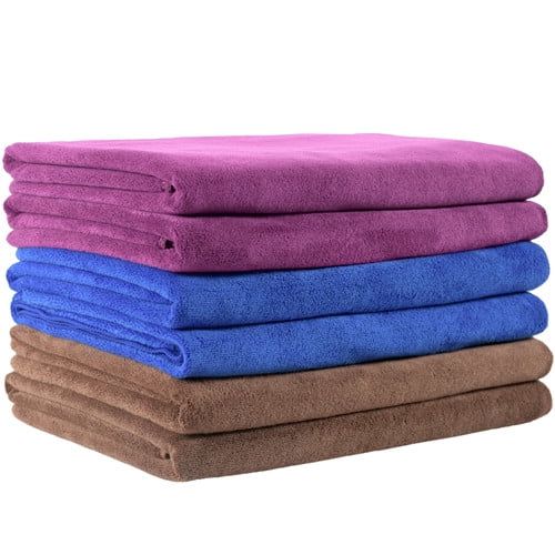  Unbranded 100% Microfiber 6-Piece Bath Towel Set (27 x 55) - Extra Absorbent, Fast Drying,Solid CamelGrey Teal