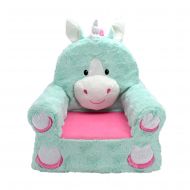 Sweet Seats Adorable Teal Unicorn Childrens Chair, Standard Size, Machine Washable Removable Cover, 13L x 18W x 19H