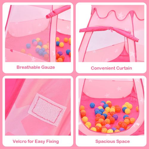 코스트웨이 Costway Kid Outdoor Indoor Princess Play Tent Playhouse Ball Tent Toddler Toys w 100 Balls