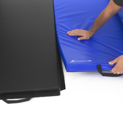  ProSource Tri-Fold Folding Thick Exercise Mat 6’x4’ with Carrying Handles for Tumbling, Martial Arts, Gymnastics, Stretching, Core Workouts