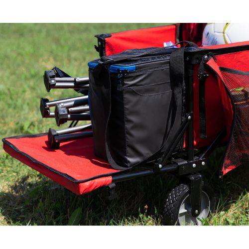 오자크트레일 Ozark Trail Quad Folding Wagon with Telescoping Handle, Red