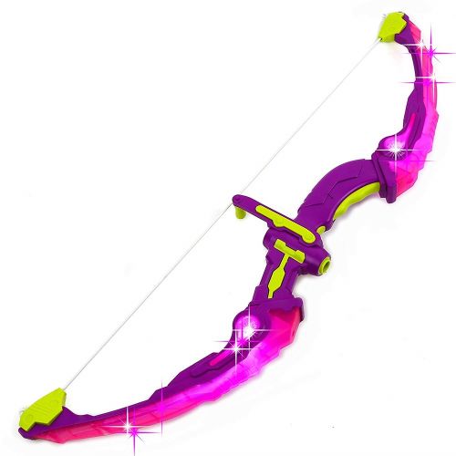 Toysery Kids Toy Bow & Arrow Archery Set with Arrow Holder with Target Stand - LED Light Up Function - Hunting Series Toy for Girls, Pink