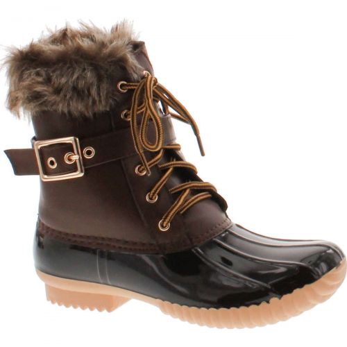  NATURE BREEZE DUCK-01 Womens Chic Lace Up Buckled Duck Waterproof Snow Boots