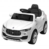 Globe House Products GHP 6V Maserati White Plastic 4-Tire Suspension Kids Ride-On Car w Remote & Charger