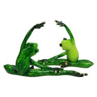 Atlantic Collectibles Active Yoga Frog Couple Stretching Decorative Figurine Set