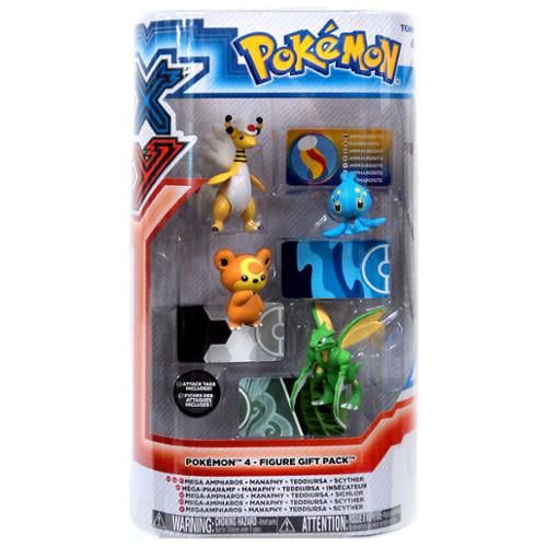  TOMY Pokemon XY Mega Ampharos, Manaphy, Teddiursa & Scyther Mini Figure 4-Pack