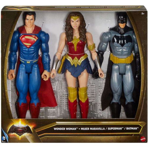 마텔 Mattel Batman, Superman & Wonder Woman Action Figure 3-Pack 12 Inch DC