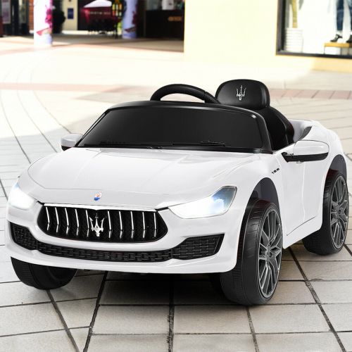  Gymax 12V Maserati Licensed Kids Ride on Car w RC Remote Control Led Lights MP3 White