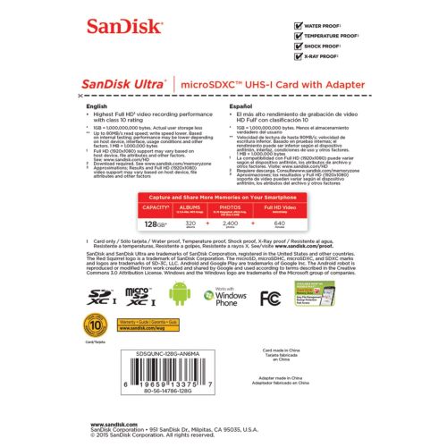 샌디스크 SanDisk Sandisk 128 GB Ultra Microsdxc Memory Card with Adapter