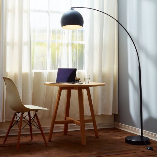  Versanora - Arquer Arc Floor Lamp with Chrome Finished Shade and White Marble Base
