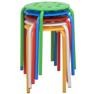 Yaheetech 5 Color Portable Plastic Stackable Stools Round Top BacklessArmless Bar Stools Set