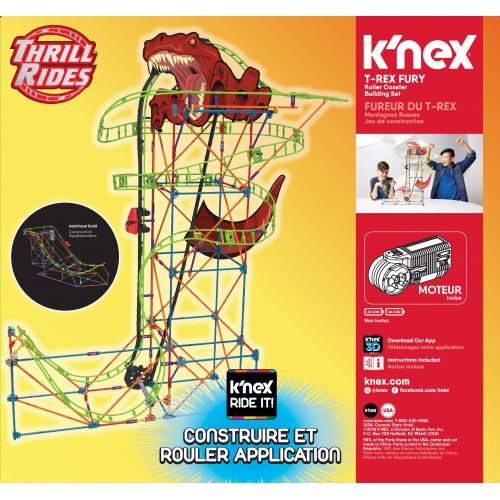 케이넥스 KNEX Thrill Rides  T-Rex Fury Roller Coaster 478 Piece Building Set