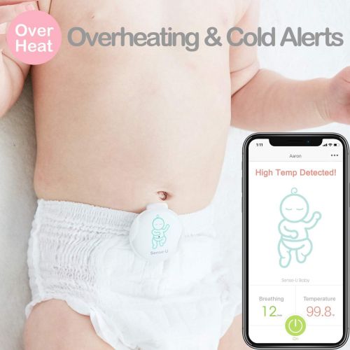 센스유 Sense-U Baby Breathing & Rollover Movement Monitor: Alerts You for No Breathing, Stomach Sleeping, Overheating and Getting Cold with Audible Alarm from Your Smartphone