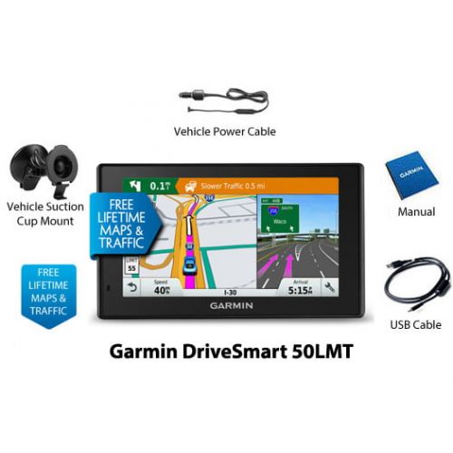 가민 Garmin 010-N1539-01 Refurbished DriveSmart 50LMT 5 GPS Navigator with Bluetooth & Free Lifetime Maps & Traffic Updates
